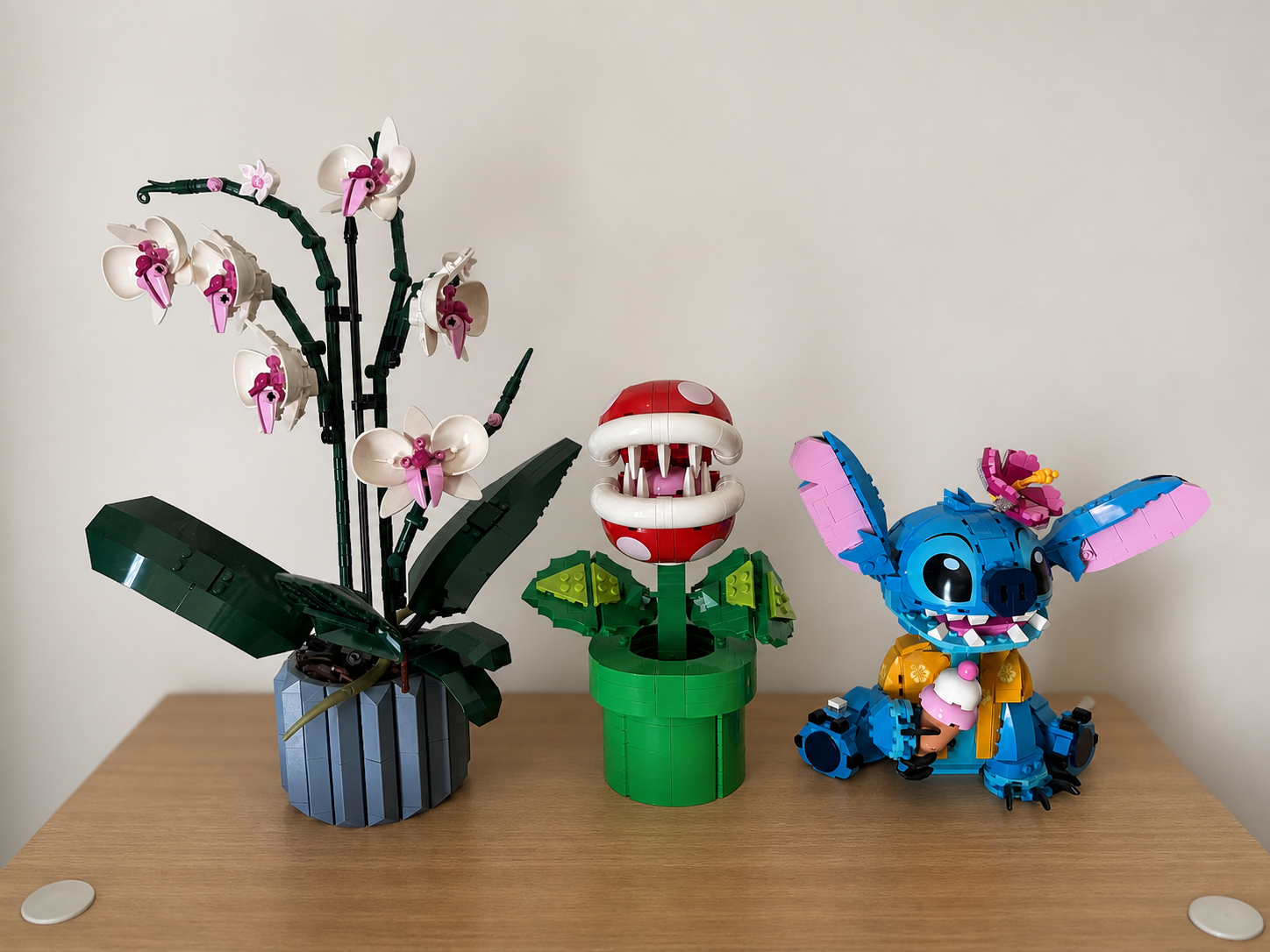 LEGO orchids, Piranha Plant, and Stitch builds