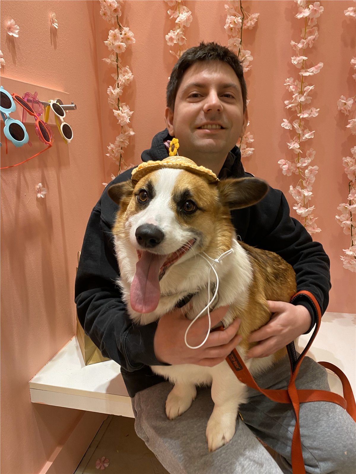 Ivaylo holding his corgi